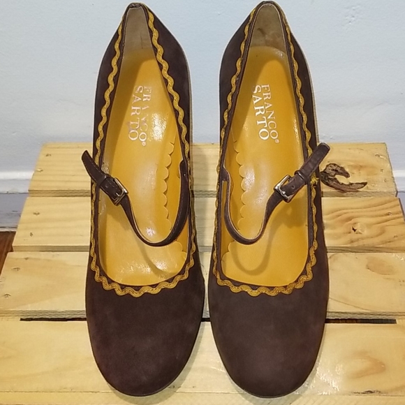 Franco Sarto Chocolate Suede Mary Jane Heel - Picture 2 of 9